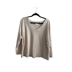 J. Jill Womens Pullover Sweater  V-Neck Long Sleeve Velvet Ribbed size XL